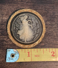 Load image into Gallery viewer, Smoky Gray Vintage Cameo Brooch
