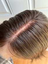 Load image into Gallery viewer, SMALL CAP- Lace Top Human hair Wig 15-16&quot; layered - Dark Chocolate Almond
