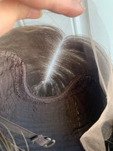 Load image into Gallery viewer, Lace Top Human hair Wig 15-16&quot;- MEDIUM cap Dark Brown and Almond highlights
