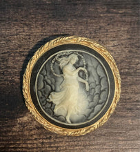 Load image into Gallery viewer, Smoky Gray Vintage Cameo Brooch
