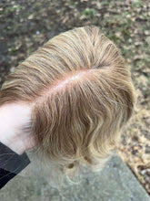 Load image into Gallery viewer, Large cap- Lace Top Human hair Wig 15-16&quot; - slightly layered- Butterscotch Blonde rooted
